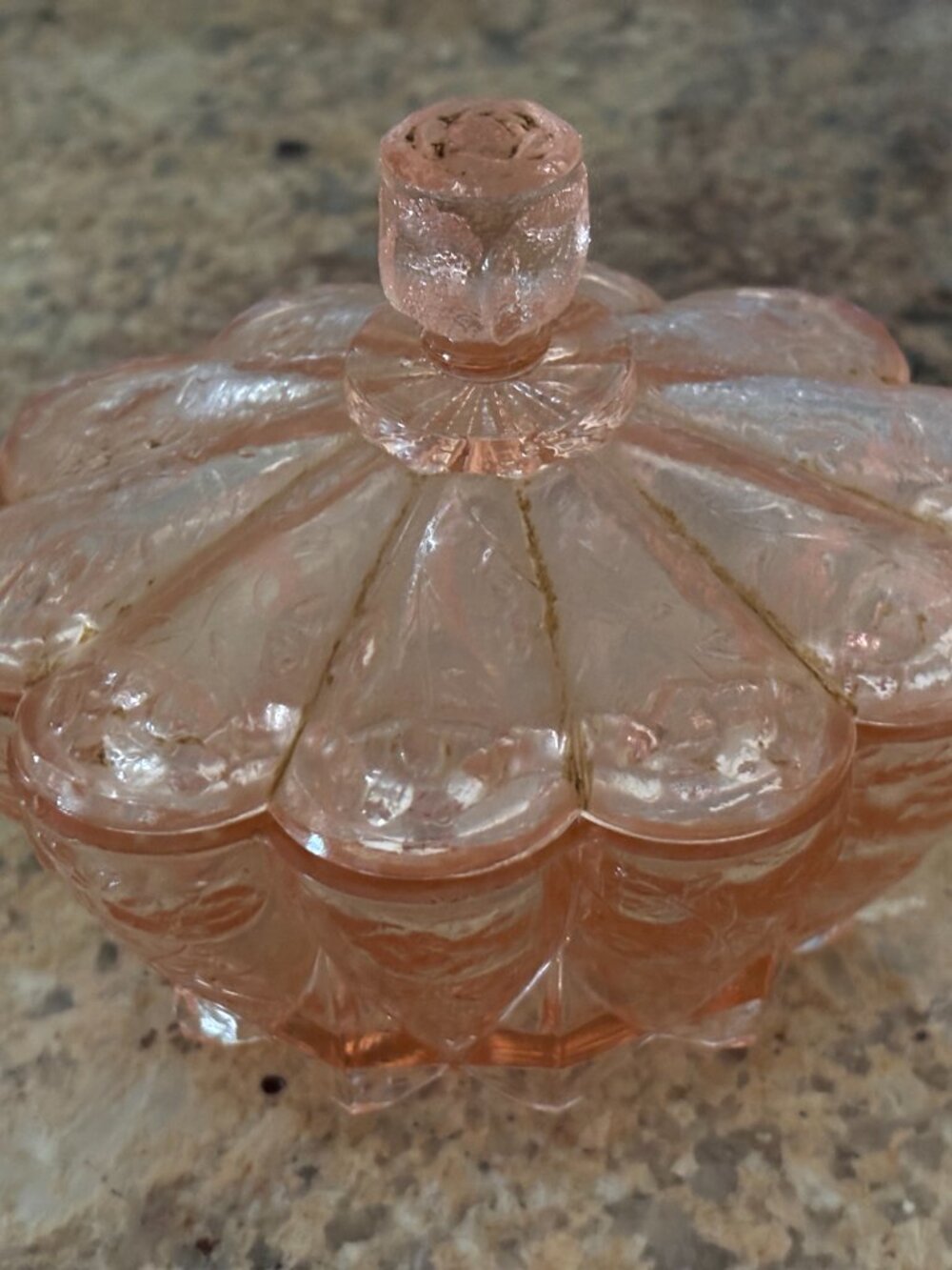Vintage Pink Glassware Candy/ Serving Dish with Lid - Picture 2 of 12